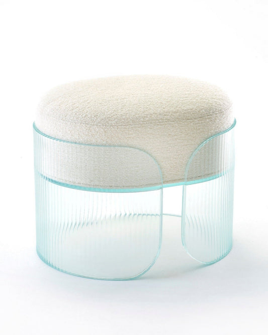 Ottoman SUBLIME S en verre coussin blanc bouclette